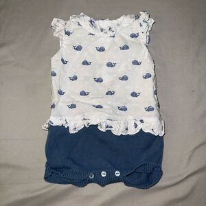 Blue and White Whale Print Kids One Piece